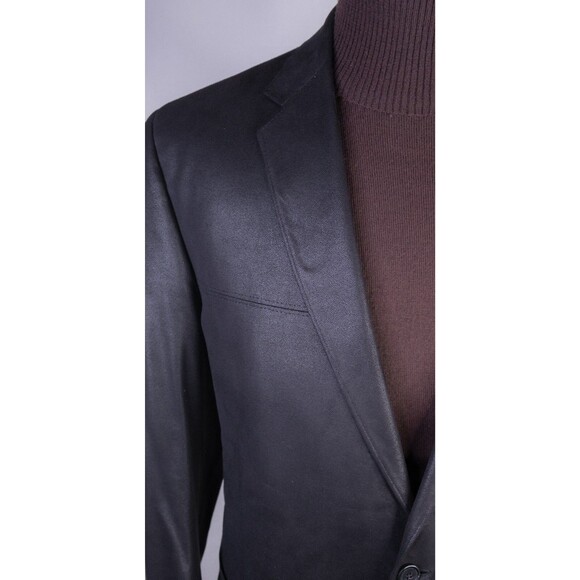 Coppley Faux Leather Black GRANDY Sport Coat Jacket Blazer Sz 46R Two Button EUC - Picture 5 of 13